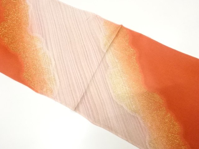 JAPANESE KIMONO / UNUSED CHIJIMI FABRIC / GOLD THREAD / OBIAGE